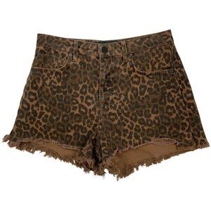 Alexander Wang X Denim Bite Short 26 Tan Leopard Print Frayed